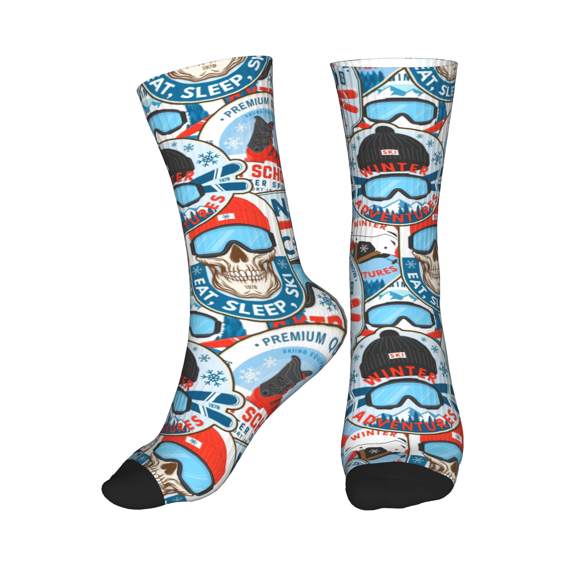 Dress Sock Men - Calzini vintage rosso blu Ski Club
