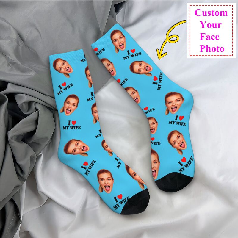 Dress Sock Men - Amo mia moglie Foto personalizzata per